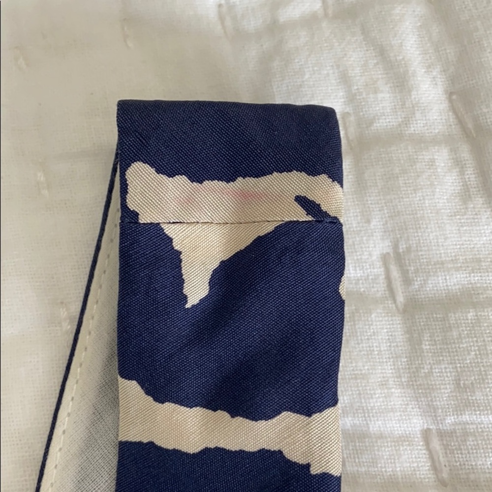 J. Crew Sz. 2 Silk Navy/Tan Print Dress - Picture 4 of 8